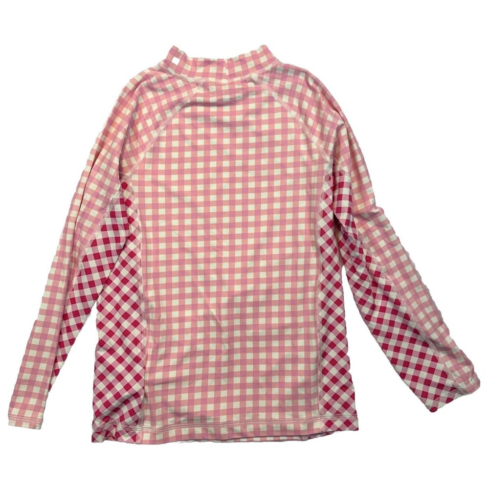Draper James Lands' End UPF 50 Girls Rash Guard M 10-12 Pink Red Gingham - Picture 7 of 8